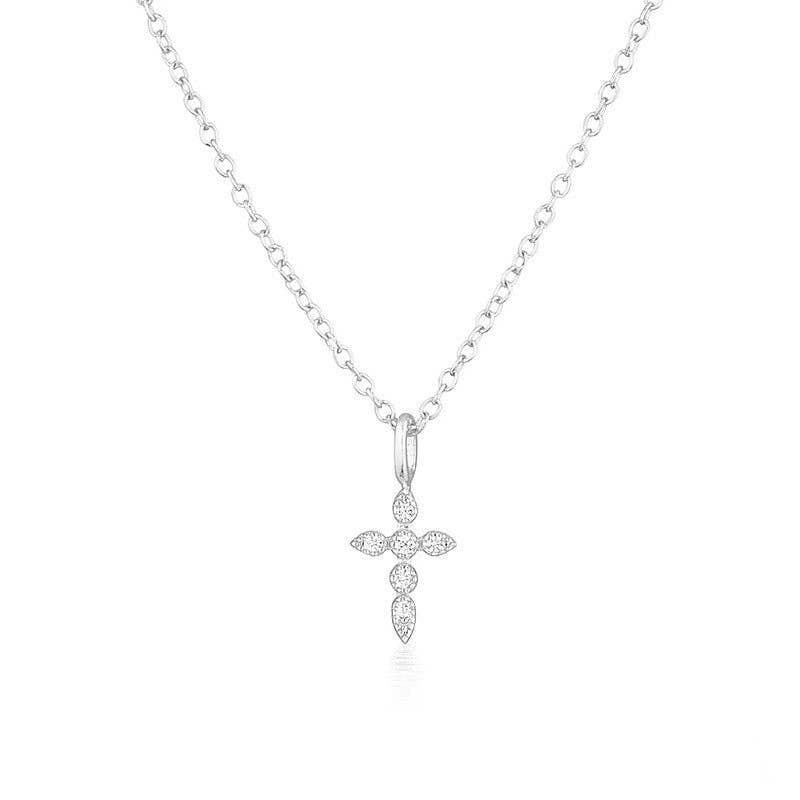 Dainty Cross Charm Pendant Necklace in 925 Sterling Silver
