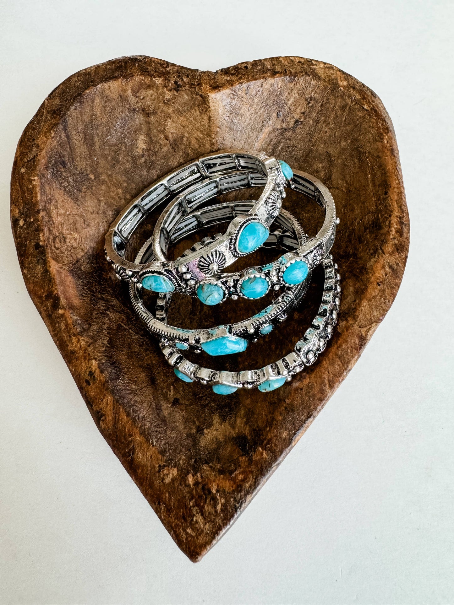 Western Hand Craft Multi Turquoise Stone Stretch Bracelet