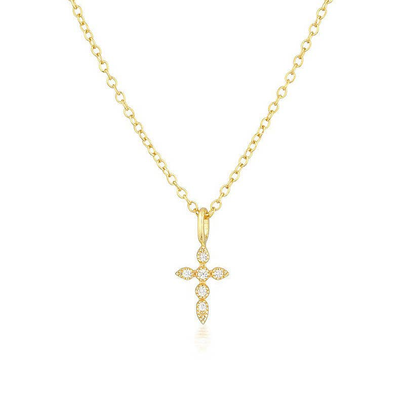 Dainty Cross Charm Pendant Necklace in 925 Sterling Silver