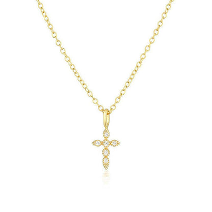 Dainty Cross Charm Pendant Necklace in 925 Sterling Silver