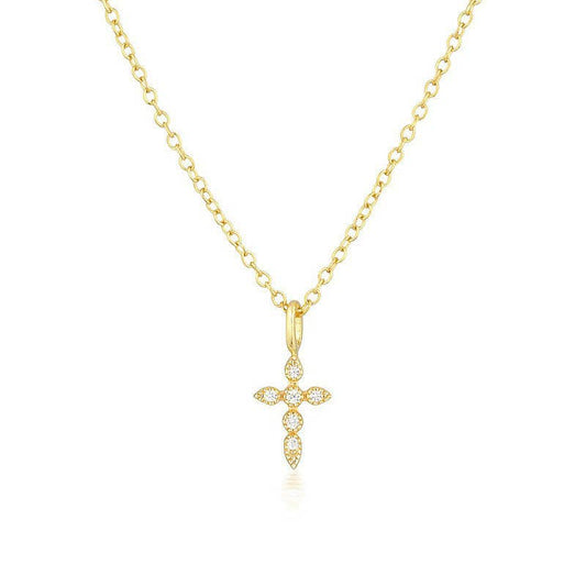 Dainty Cross Charm Pendant Necklace in 925 Sterling Silver