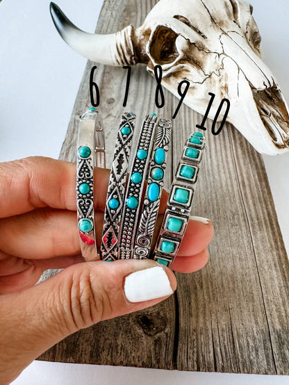 Western Turquoise Stone Stretch Bracelet 
