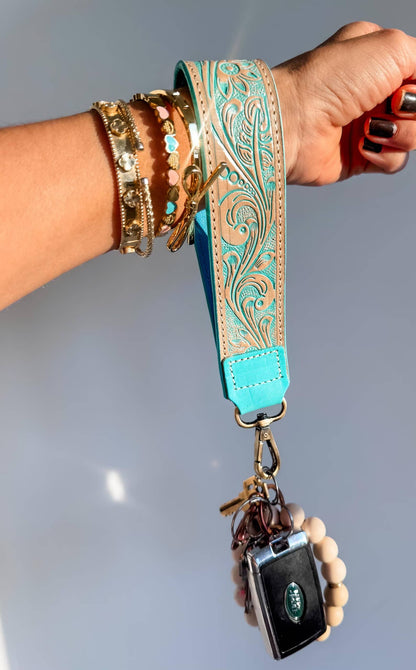 Hand Tooled Leather Keychain - Key Fob