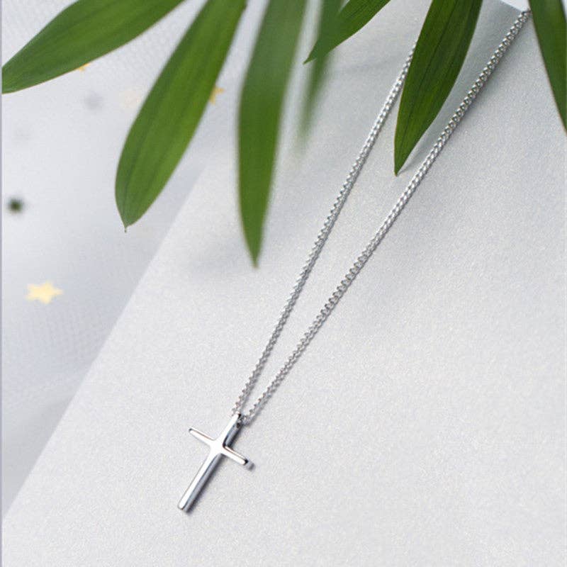 Dainty Cross Charm Pendant Necklace in 925 Sterling Silver