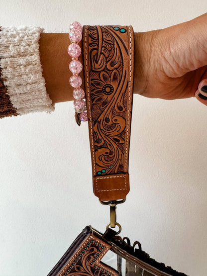 Hand Tooled Leather Keychain - Key Fob
