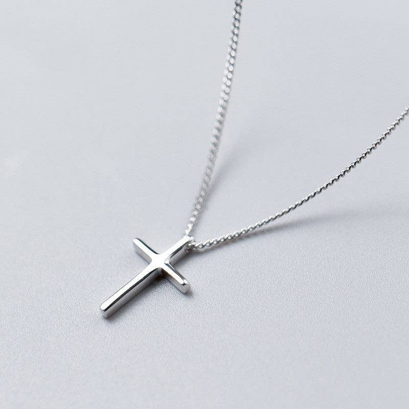 Dainty Cross Charm Pendant Necklace in 925 Sterling Silver