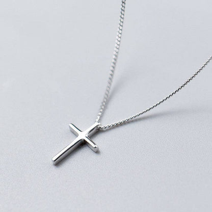 Dainty Cross Charm Pendant Necklace in 925 Sterling Silver
