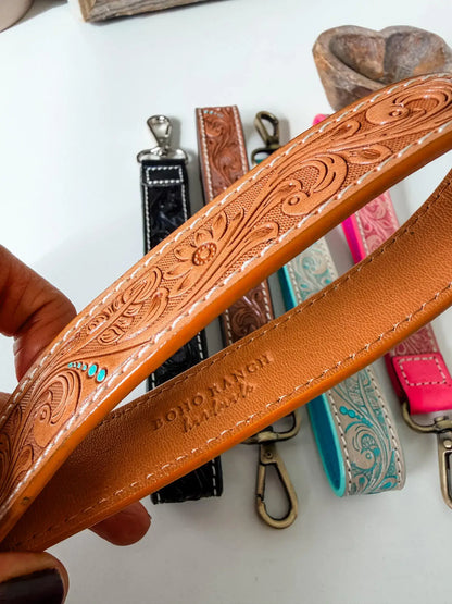 Hand Tooled Leather Keychain - Key Fob