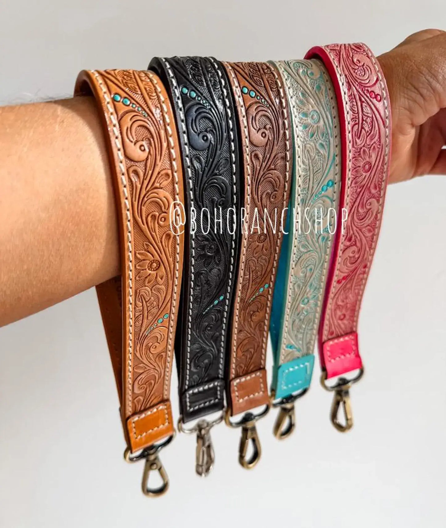 Hand Tooled Leather Keychain - Key Fob