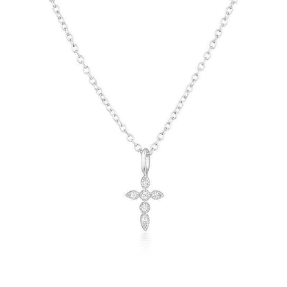 Dainty Cross Charm Pendant Necklace in 925 Sterling Silver