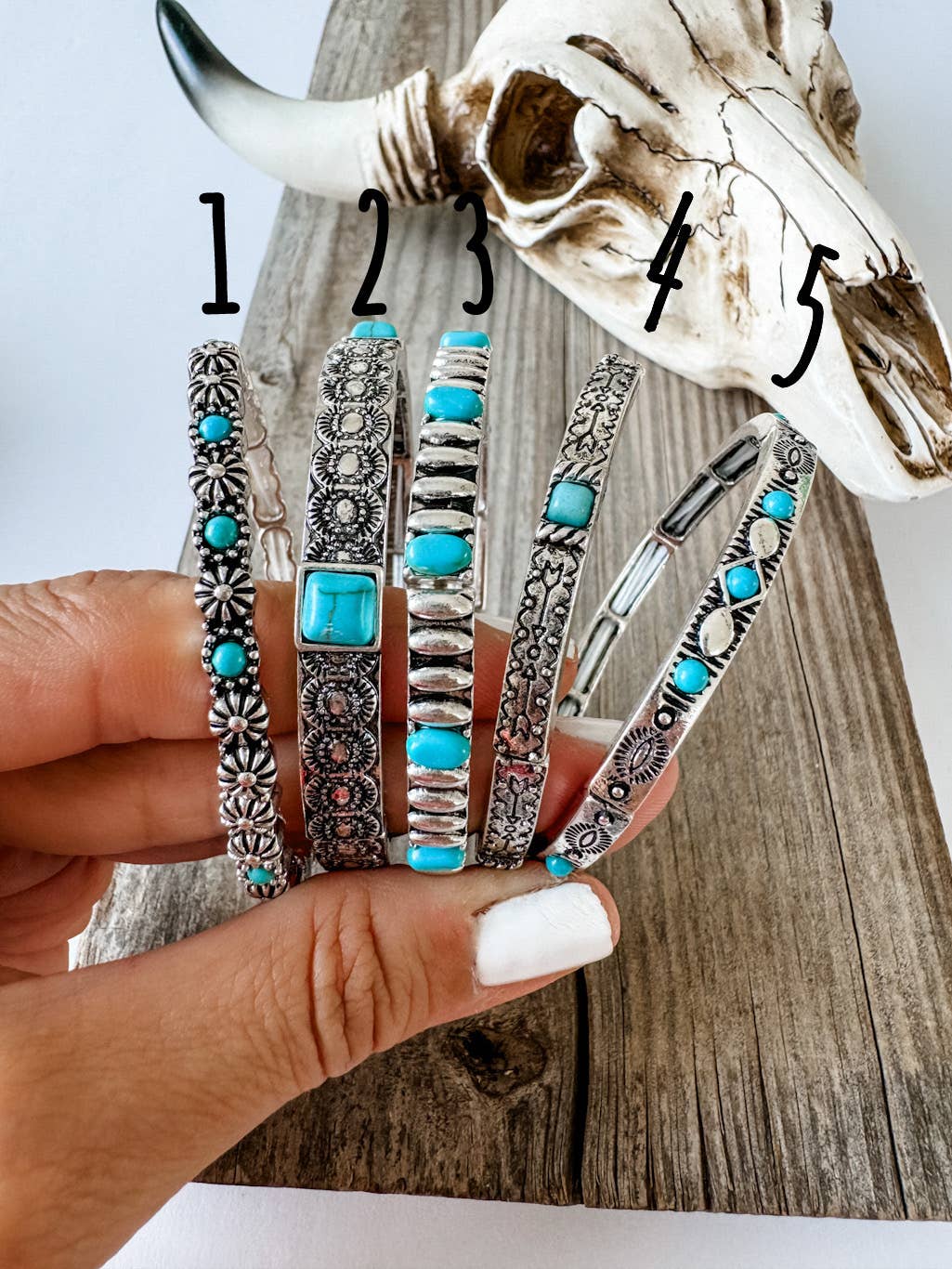 Western Turquoise Stone Stretch Bracelet 