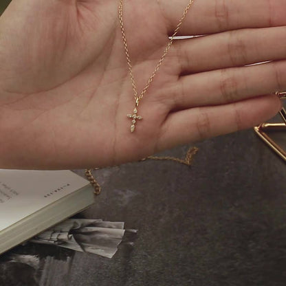 Dainty Cross Charm Pendant Necklace in 925 Sterling Silver