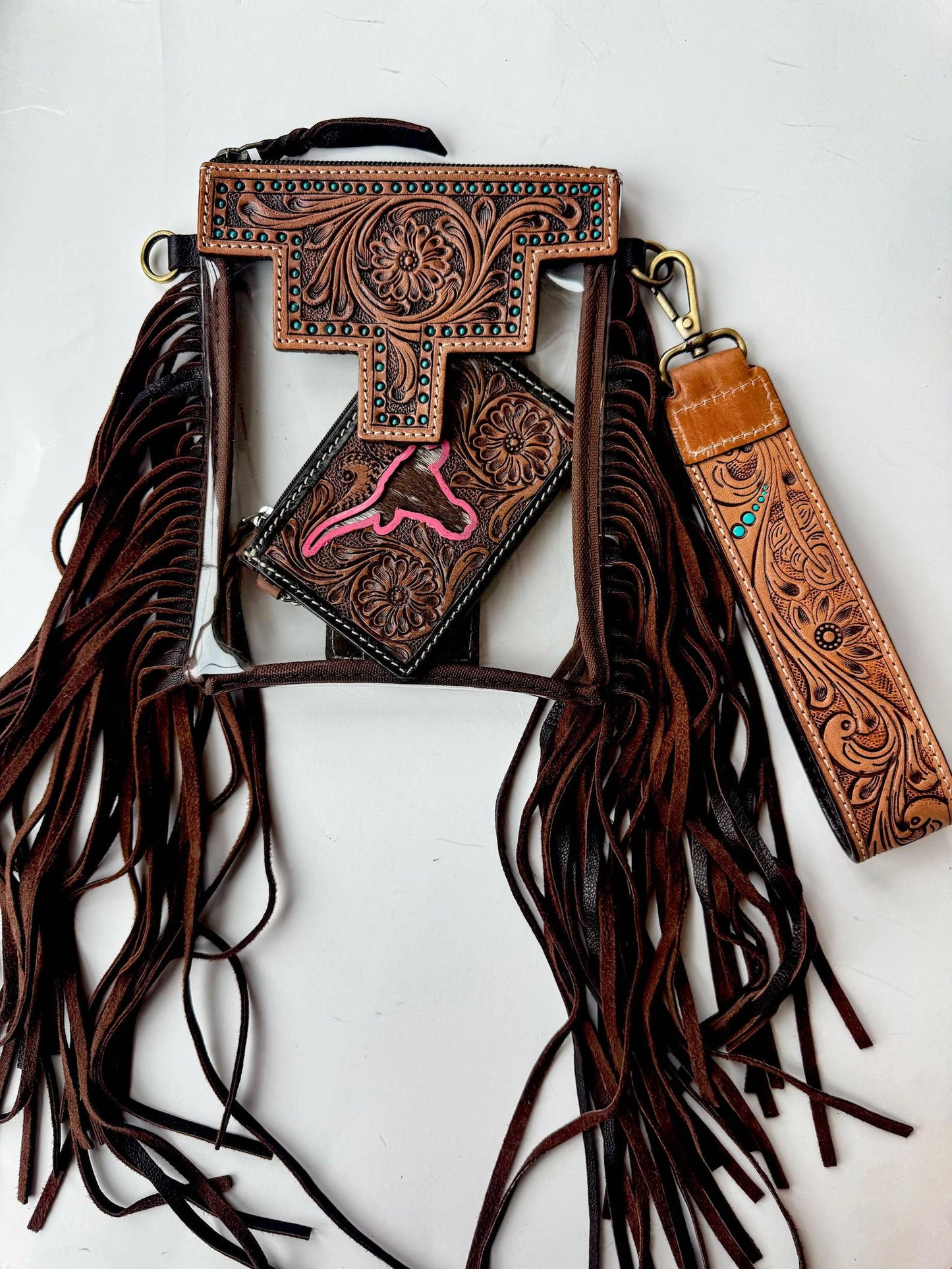 Hand Tooled Leather Keychain - Key Fob